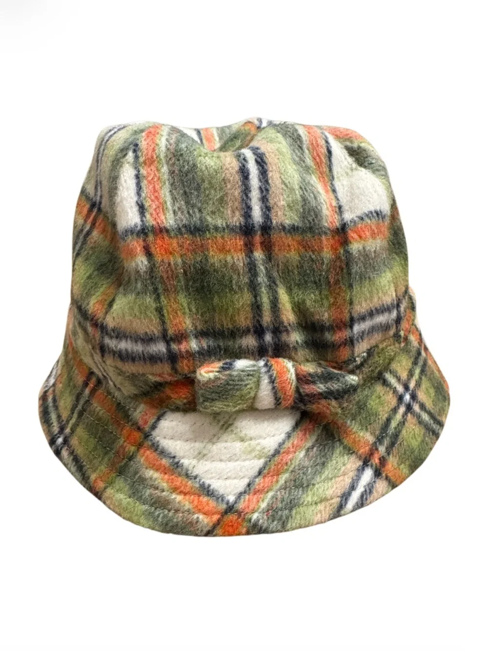 Janie and Jack plaid bucket hat, bow detail, Velcro Strap, 12-24 Months NEW!
